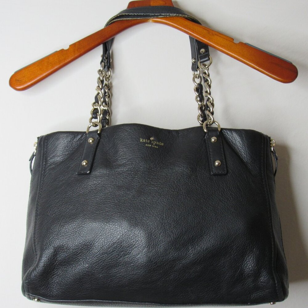 Kate Spade Cobble Hill Andee Black Leather Tote Bag Chain Strap - Picture 9 of 14